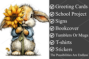 Funny Summer Sunflower Bunny Clipart, a Seasonal Illustration by Canvas Craft (Thumbnail 3 of 6)