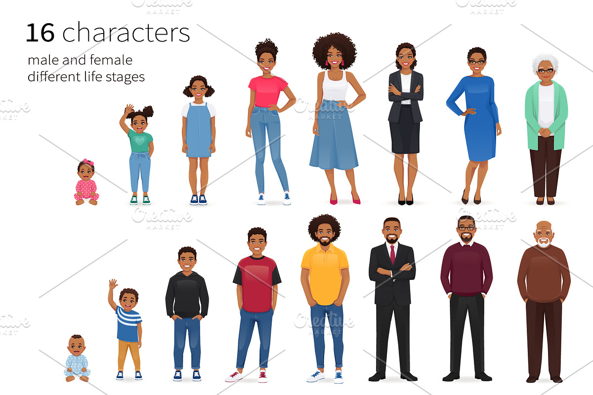 Vector life stages characters kit, a Person Illustration by Volha Hlinskaya (Photo 1 of 2)