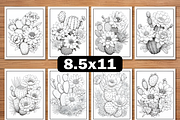 Floral Cactus Coloring Pages, an Illustration by Ink Gallery (Thumbnail 3 of 4)