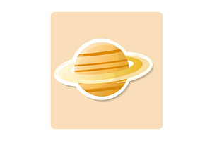 Saturn Sticker Illustration. Round