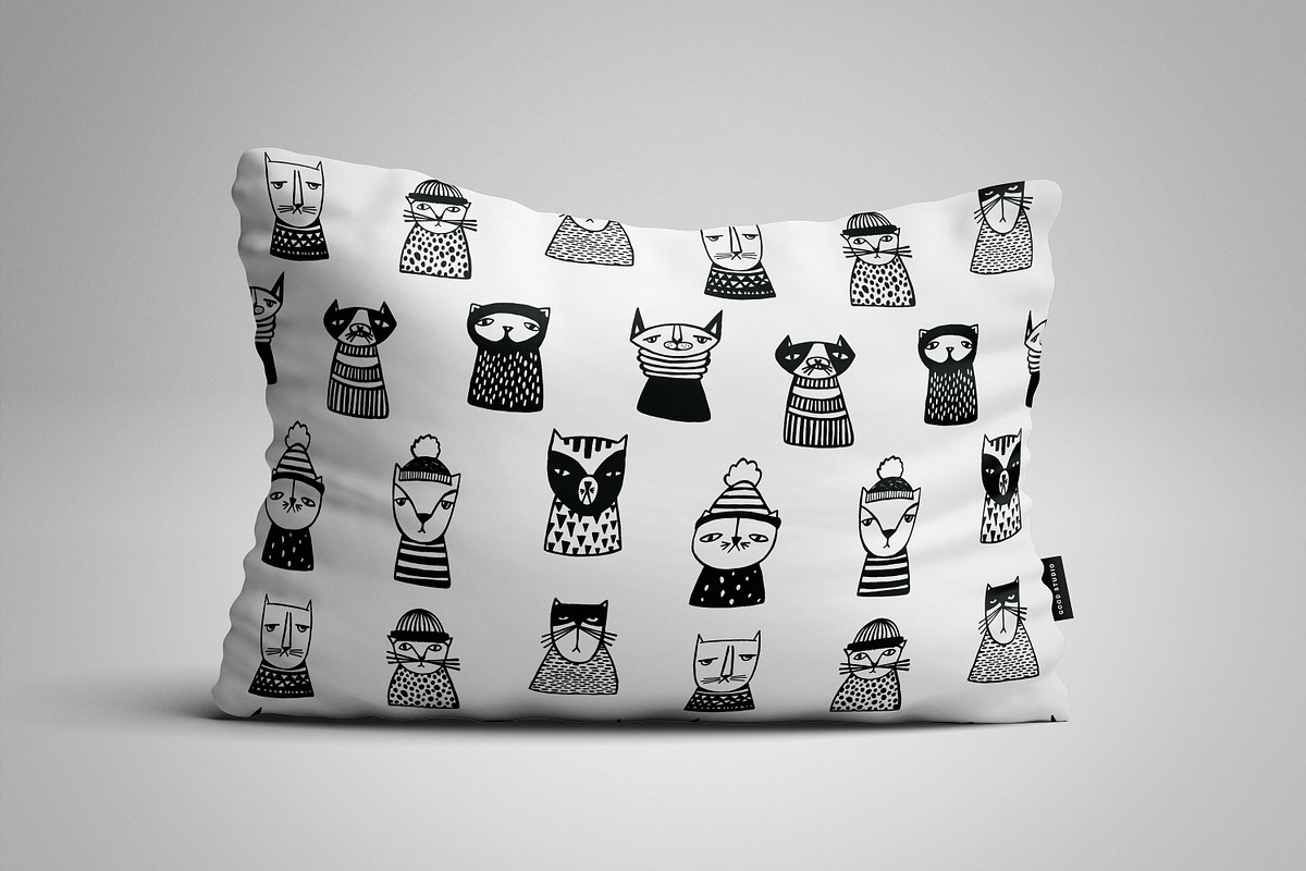 Vector set. Cats muzzles and pattern, a Pattern Graphic by Good Studio (Photo 4 of 5)