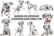 Dalmatians Watercolor Clipart Bundle, an Animal Illustration by Pet Cave (Thumbnail 1 of 3)