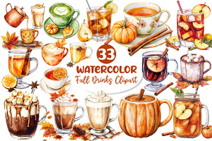 Fall Drinks Sublimation Clipart, an Illustration by Dream Creation