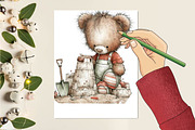 Watercolor Summer Teddy Bear Clipart, an Illustration by SVGArt (Thumbnail 9 of 9)