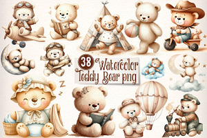 Watercolor Teddy bear clipart, an Illustration by CreationArt