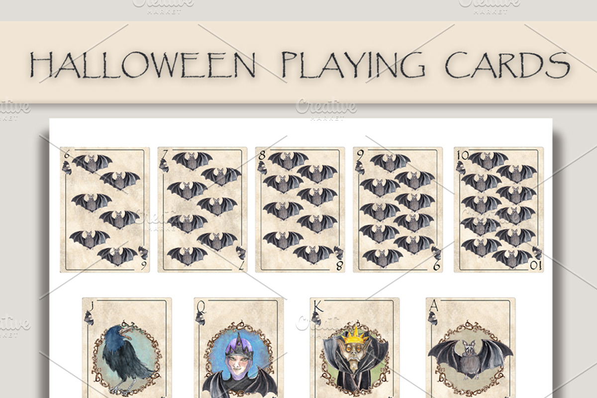 Halloween Playing Cards Collection, a Decorative Illustration by Arevka (Photo 2 of 2)
