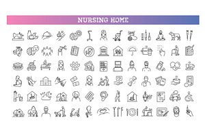 Nursing Home icons. Senior Housing, an Object Illustration by Tettygreen