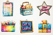 Kawaii Glitter School Clipart, an Illustration by RobertsArt (Thumbnail 7 of 7)