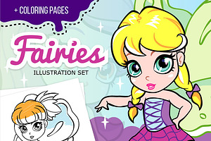 Cartoon fairies set