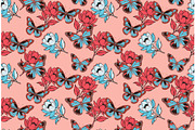 Rose Butterfly Floral Seamless, a Pattern Graphic by Sharon Schwalbe (Thumbnail 3 of 4)