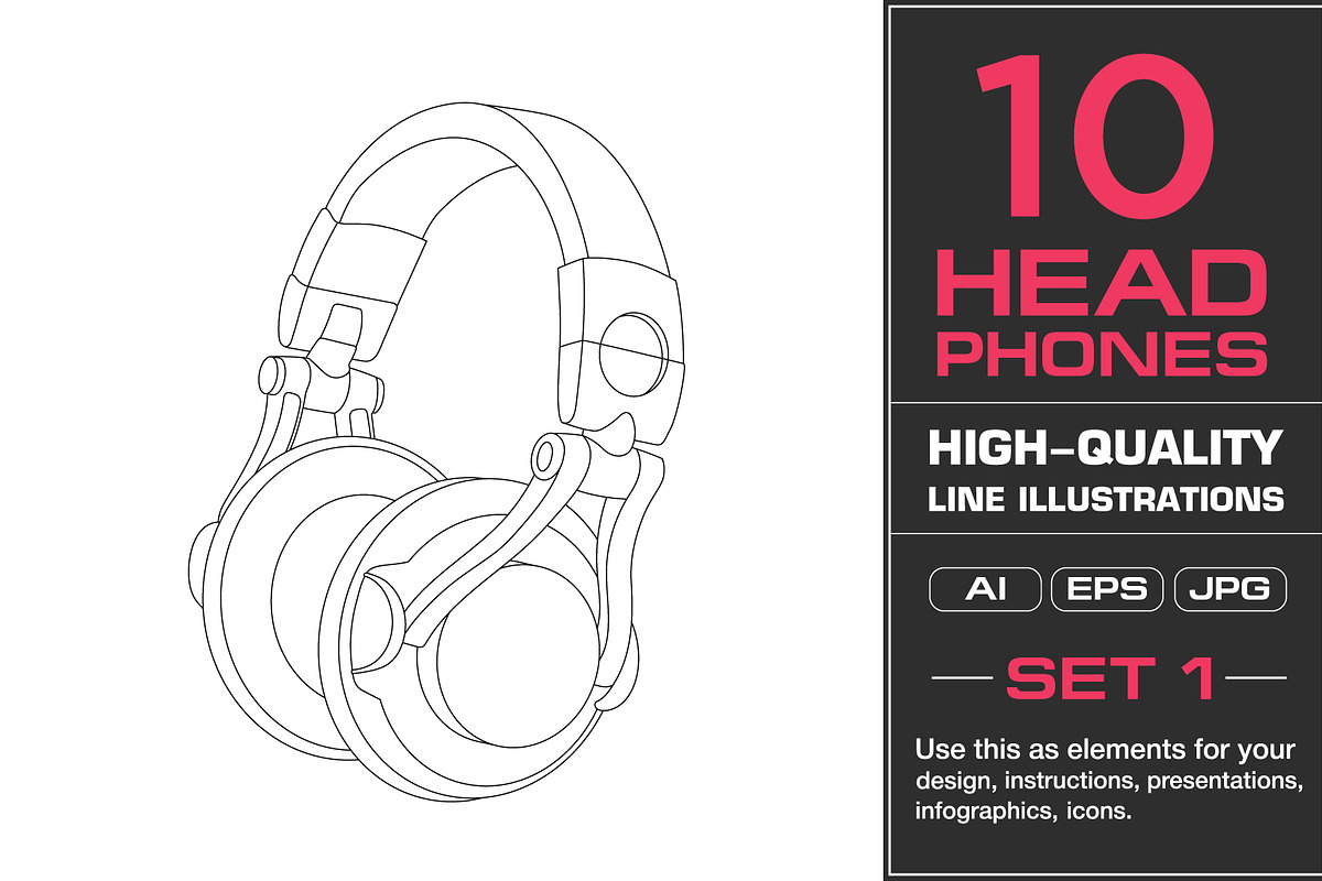 10 Headphones Illustrations, an Object Illustration by Cartoon Lab (Photo 1 of 6)
