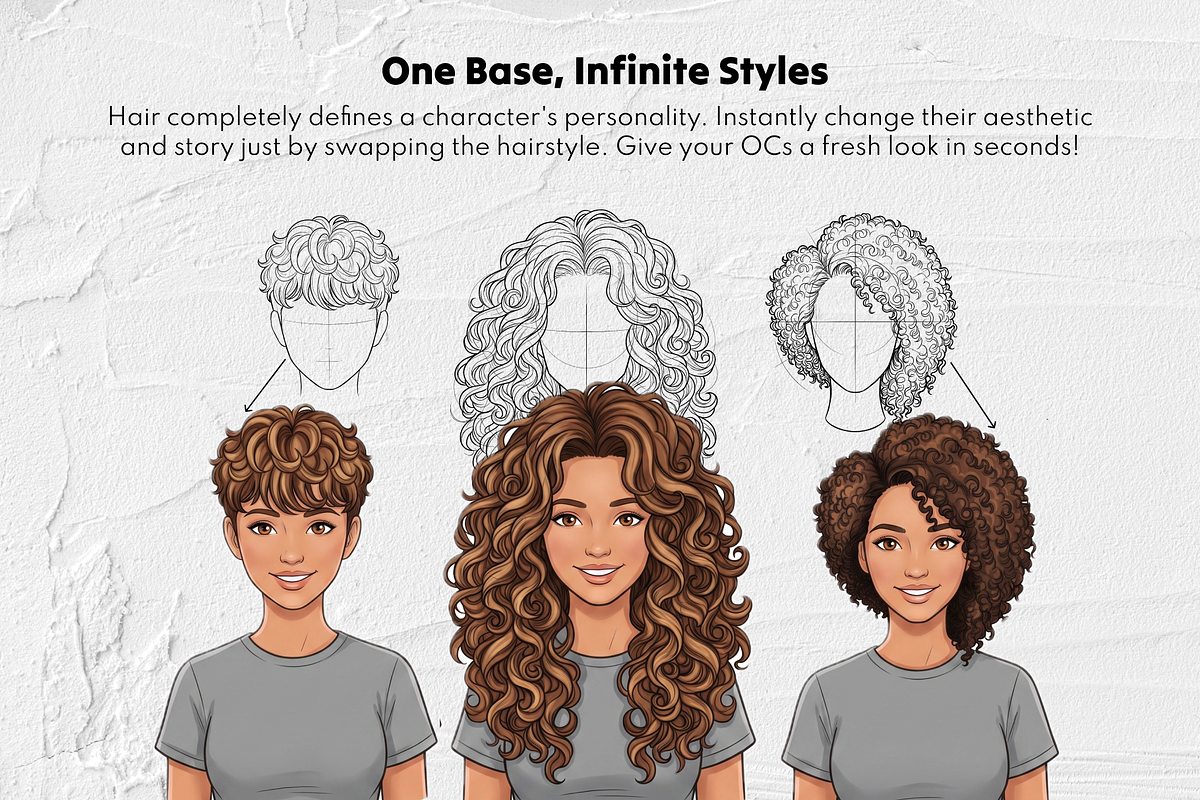 240 Curly Hair Procreate Stamps, a Brush Add-On by Selentaori Studio (Photo 10 of 12)