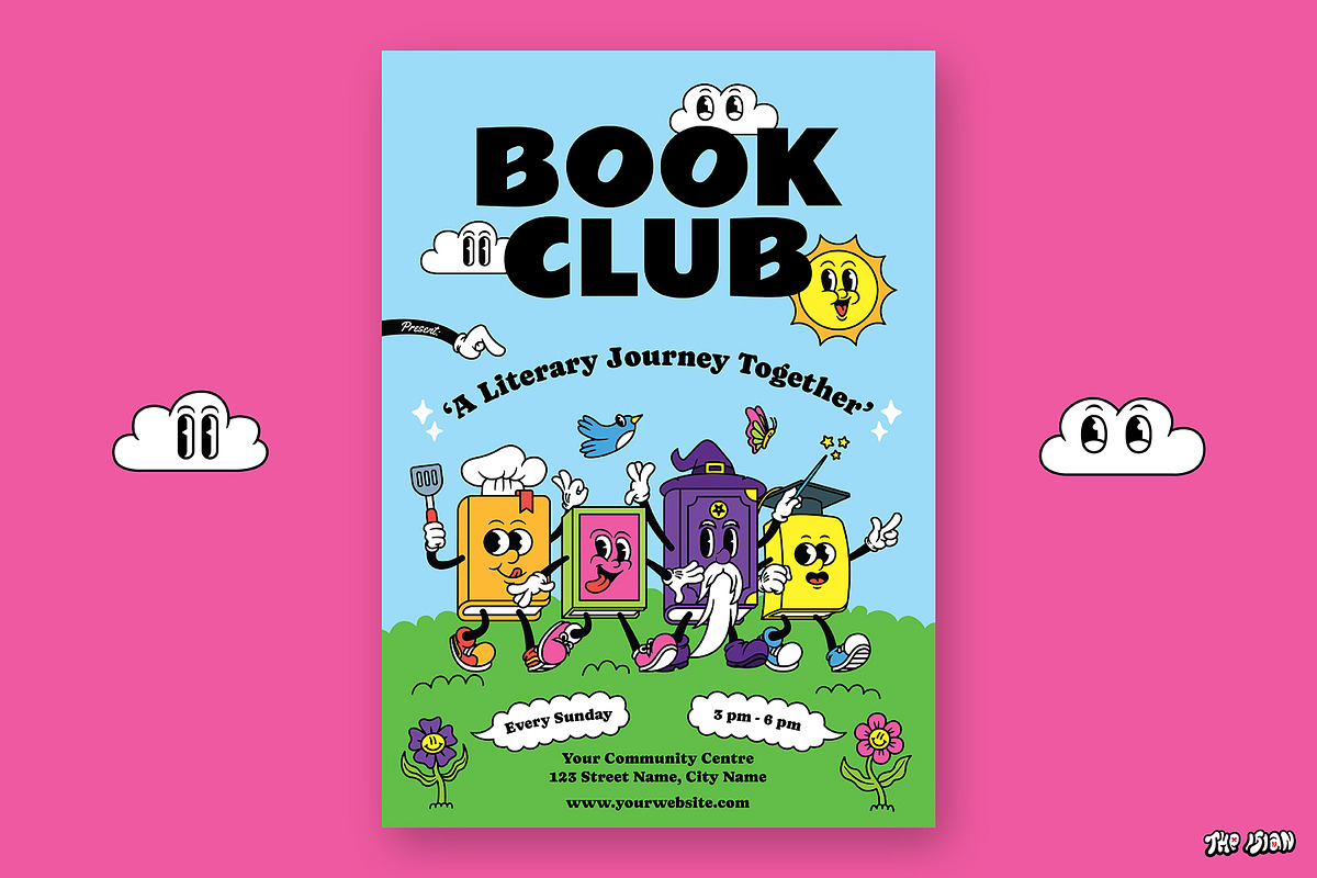 Retro Cartoon Book Club Flyer, a Flyer Template by The Isian (Photo 1 of 2)