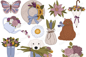 Flower Bouquet Clipart Set