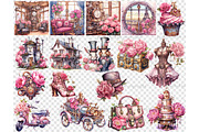 Pink Steampunk Valentine's Day PNG, a Seasonal Illustration by GlamArtZhanna (Thumbnail 6 of 6)
