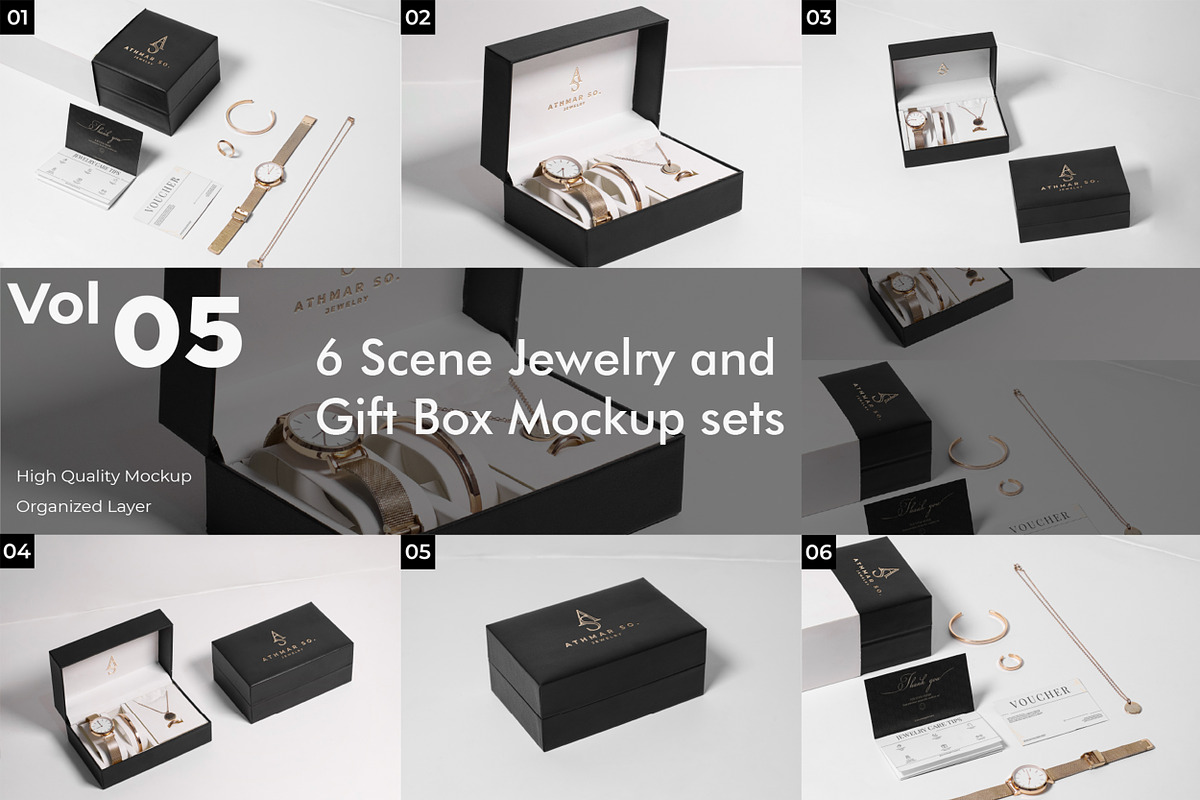 Jewelry or Gift box mockup set, a Packaging Mockup by Assyat (Photo 1 of 8)