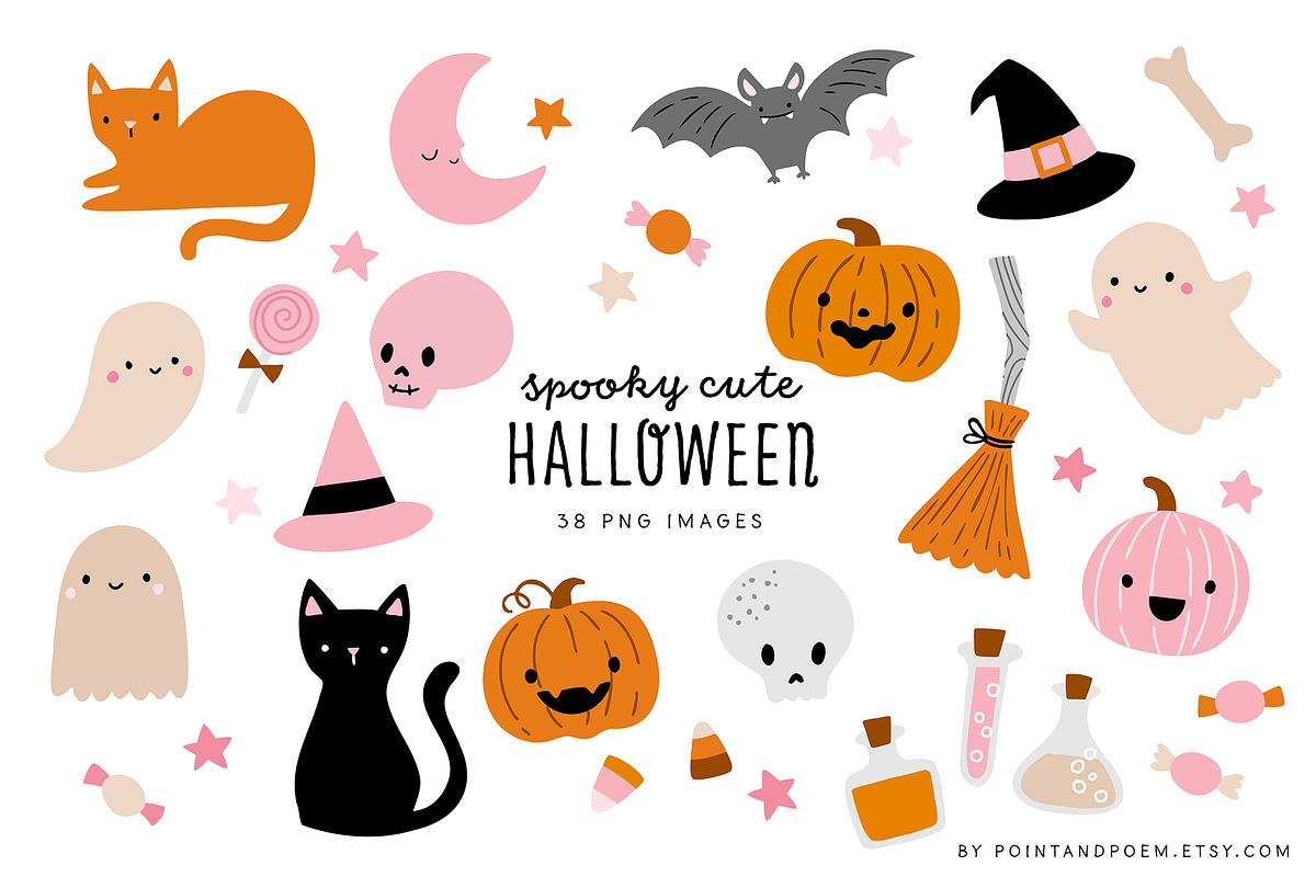 Pink Halloween Clipart Collection, an Illustration by Point and Poem