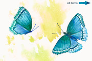 Blue watercolor butterflies, a Decorative Illustration by Art Watercolor (Thumbnail 3 of 5)