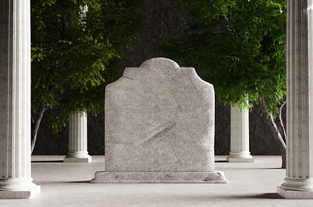Realistic mockup of gravestone headstone tombstone with Corinthian columns and, an Architecture Photo by Ministocker