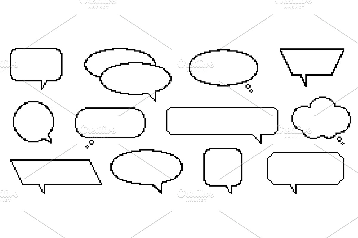 Pixel dialogue boxes. Retro video, an Illustration by YummyBuum