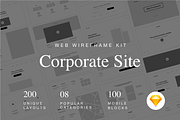 Web Wireframe Kit for Corporate Site, a Wireframe Template by UX Design Mastery Shop (Thumbnail 1 of 10)