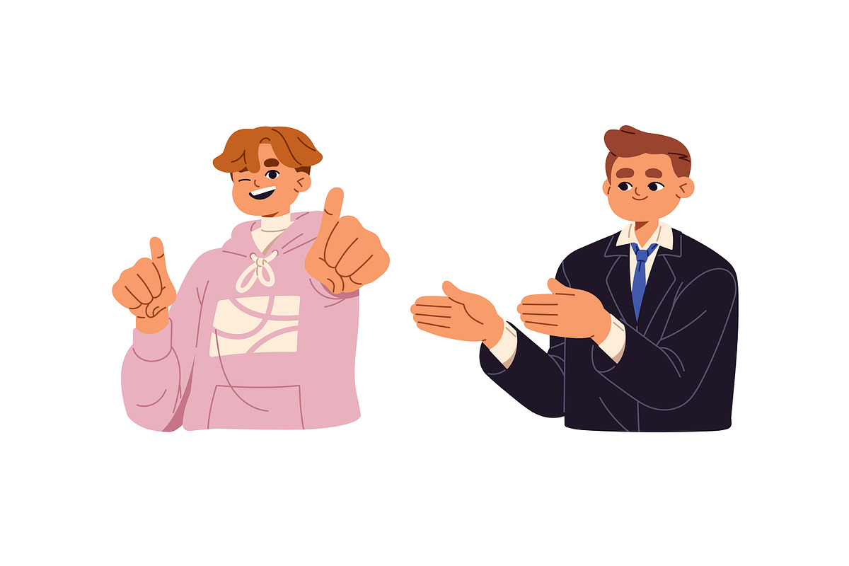 People pointing with finger set, a Person Illustration by PaperTrident (Photo 2 of 7)