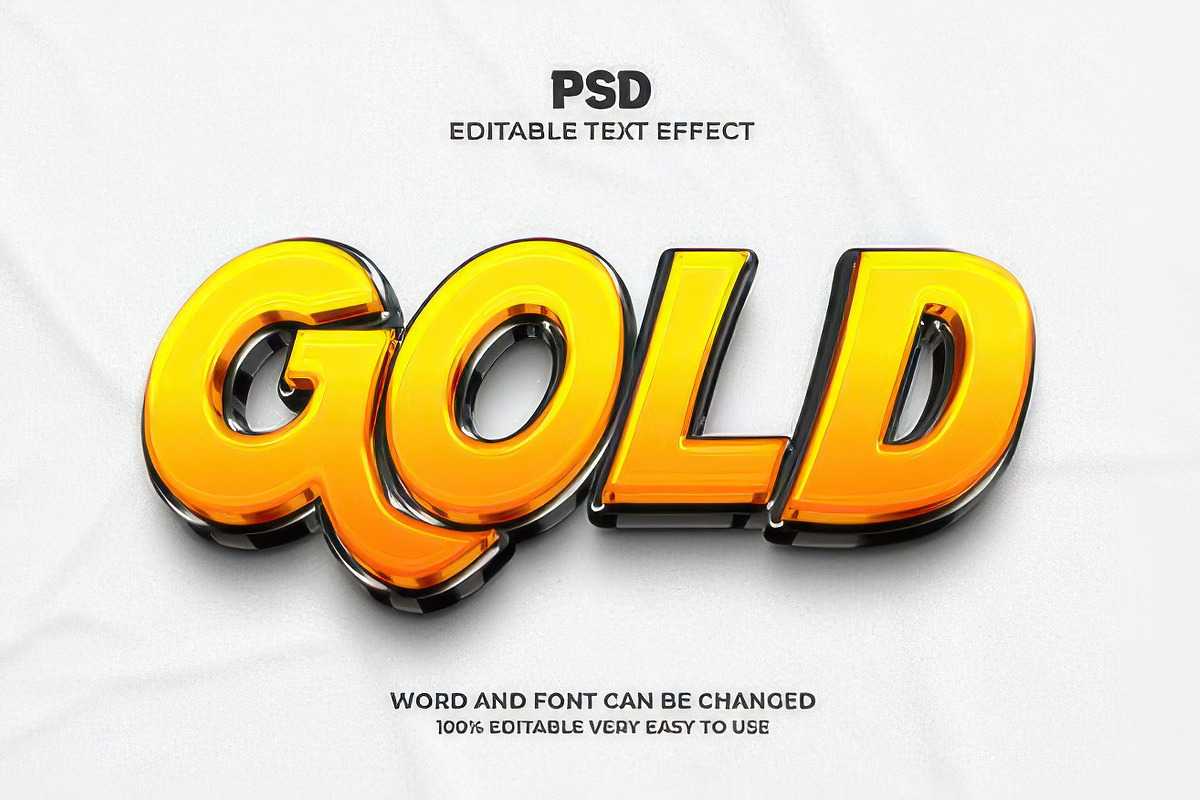 Gold 3d editable text effect, a Layer Style Add-On by Design Fly (Photo 2 of 2)