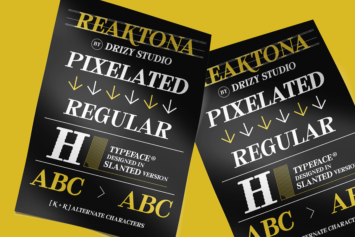 Reaktona - Pixel Slanted Serif Font, a Serif Font by Drizy (Photo 8 of 10)