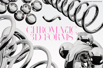 Chromatic 3D forms art set, an Object Graphic by BilberryCreates