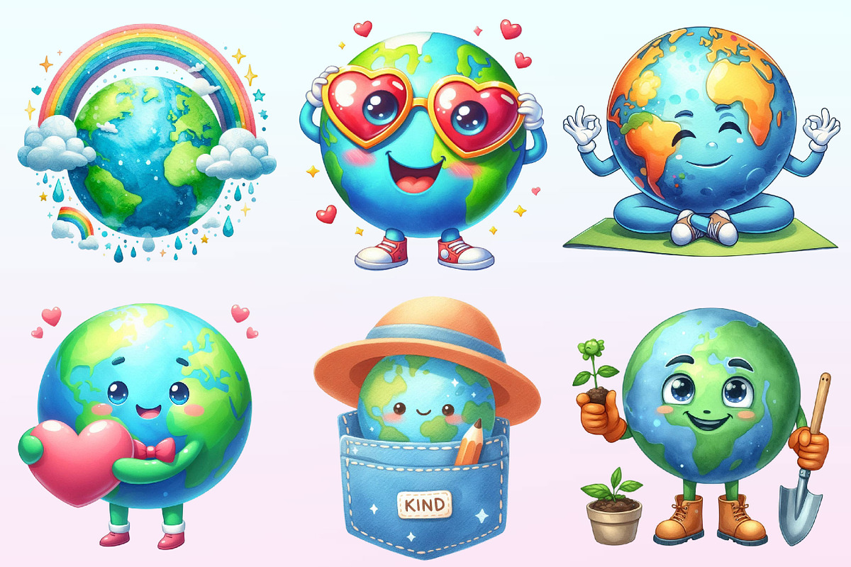 Cute Earth Clipart Sublimation, a Graphic by CitraGraphics (Photo 3 of 4)