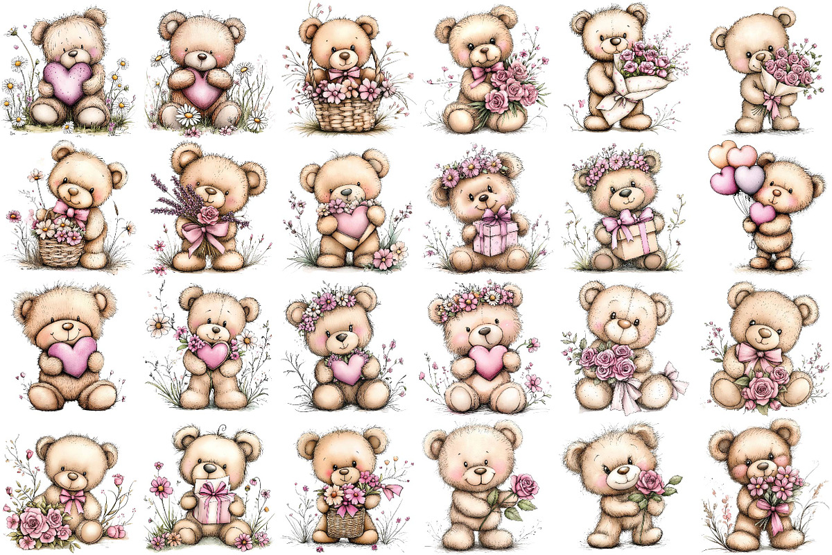 Mother’s Day Teddy Bear Clipart, an Illustration by DreamPrint404 (Photo 3 of 6)