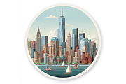 Prompt 50 Retro US Cityscape Icons, a Decorative Illustration by Creative design (Thumbnail 6 of 7)