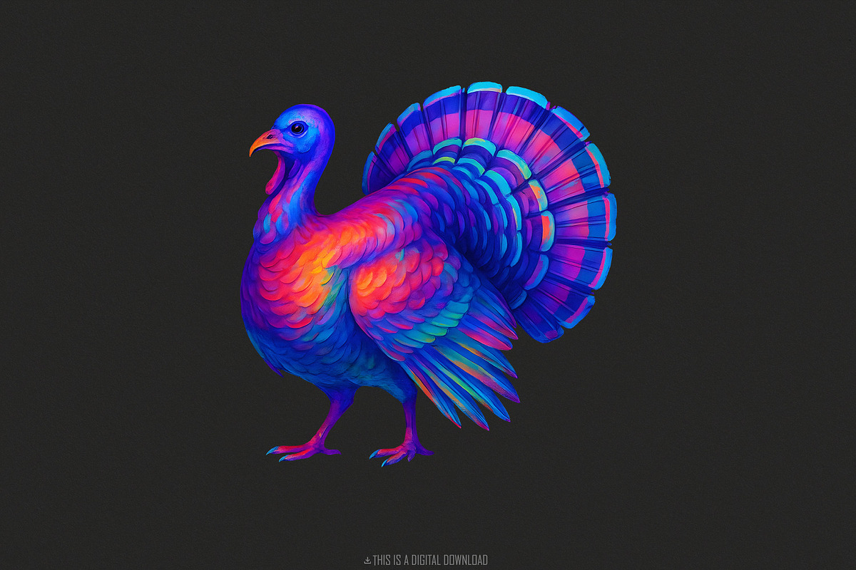 Colorful Neon Turkey PNG, Vibrant, an Illustration by SharpMarketplace (Photo 1 of 5)