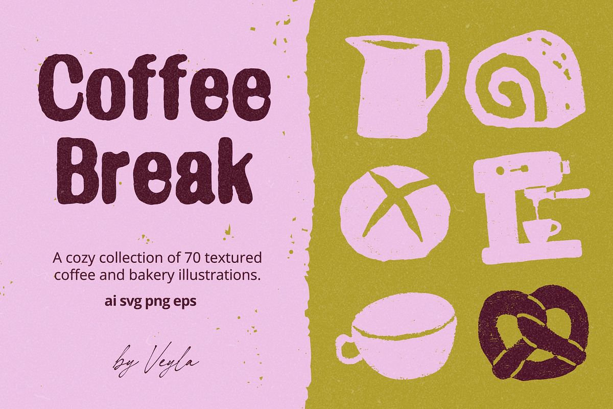Coffee Break: 70 Coffee & Bakery Set, a Food Illustration by Veyla (Photo 1 of 14)