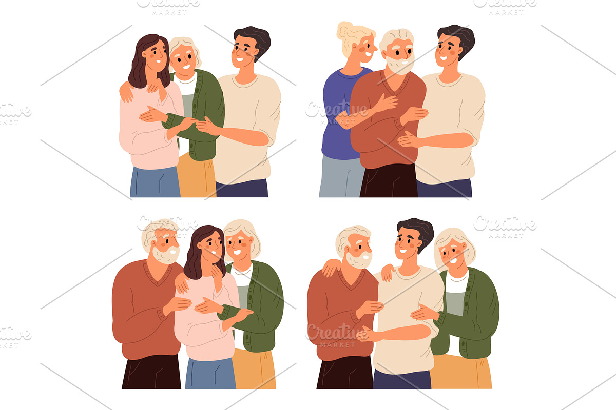 Happy adult children hugging, a Person Illustration by Vectorbuum