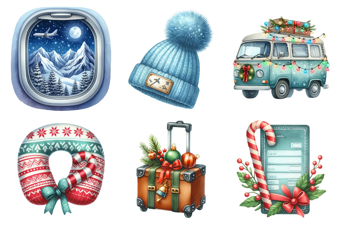 Christmas Travel Clipart, an Illustration by Daily.Designs (Photo 3 of 5)