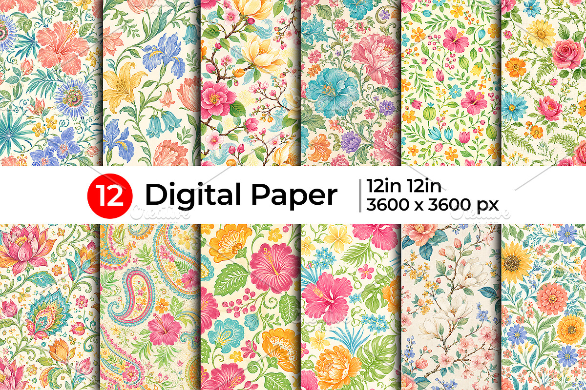 Vintage Botanical Floral Pattern, a Pattern Graphic by Artonix (Photo 1 of 3)