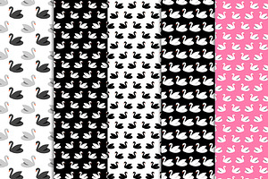 Seamless vector patterns with swans