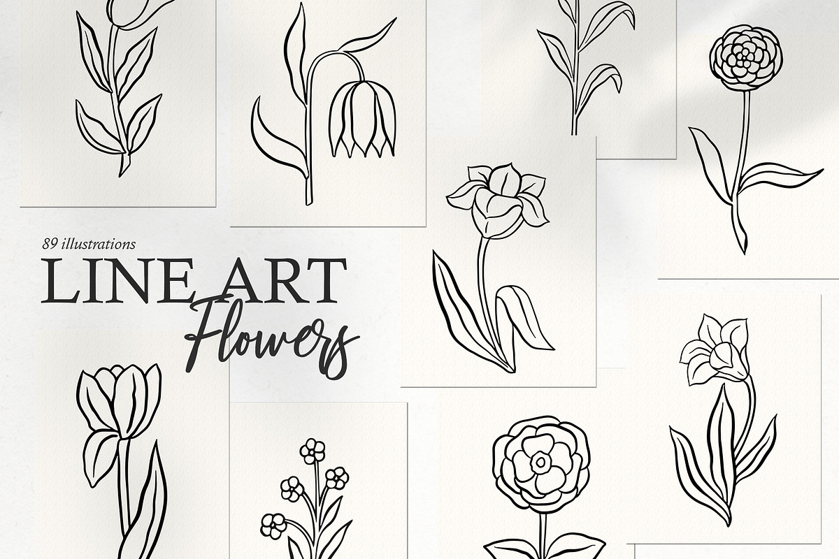 89 LINE ART FLOWER ILLUSTRATIONS, an Illustration by Katerina Osa (Photo 1 of 10)