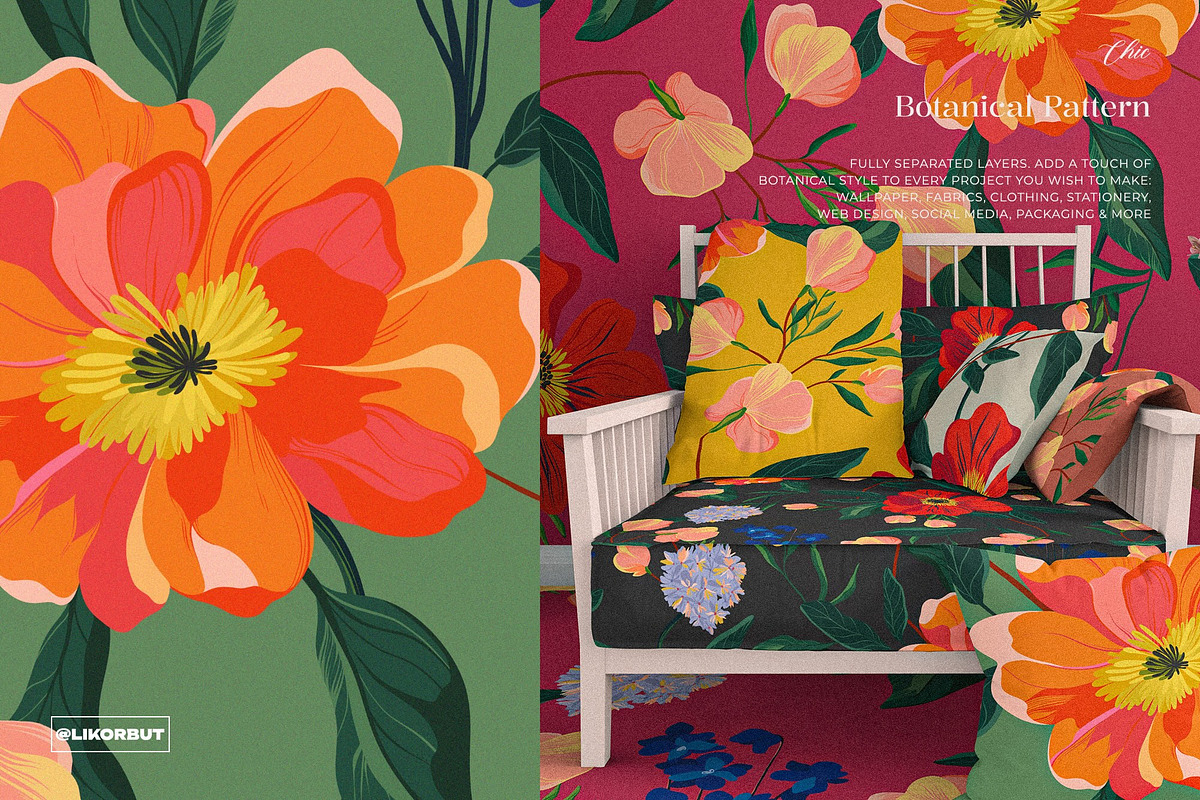 Vibe Lush Nature Floral Pattern, a Pattern Graphic by likorbut (Photo 6 of 12)