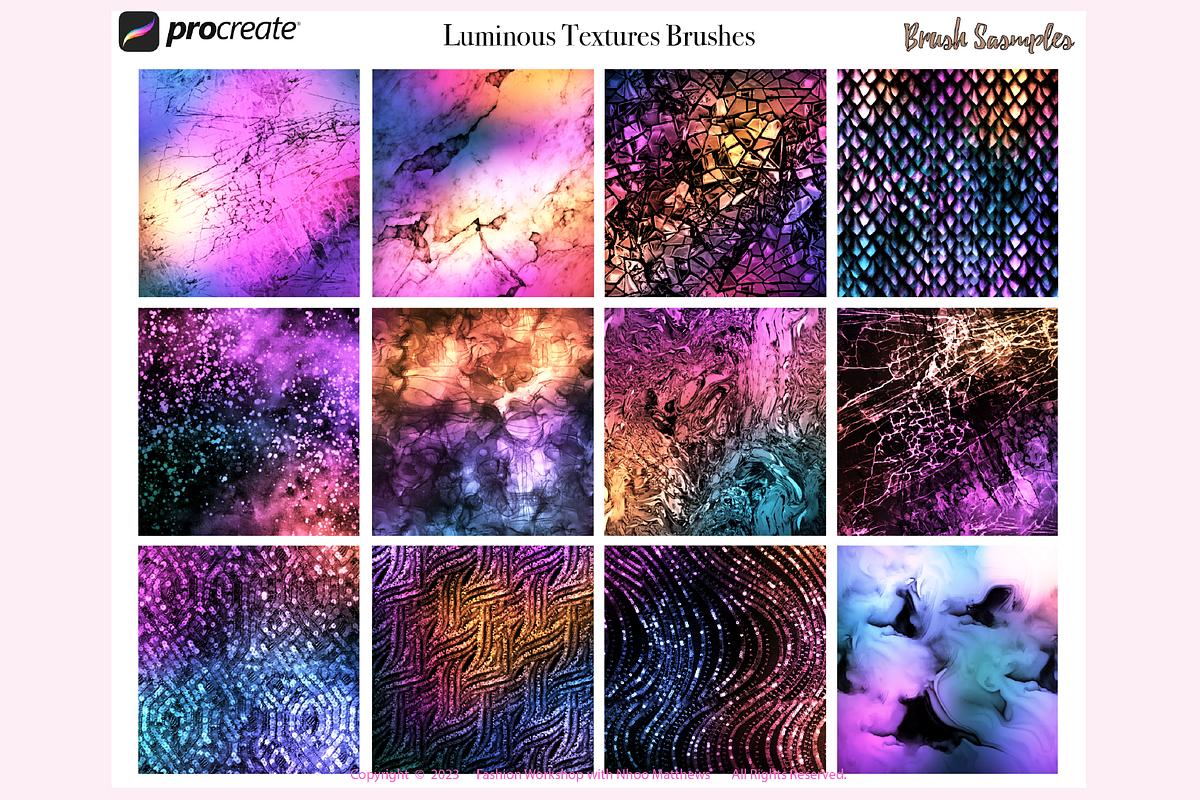 LUMINOUS TEXTURES Procreate Brushes, a Brush Add-On by Fashion Workshop Bkk (Photo 10 of 13)