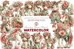 Whimsical summer Horse clipart, an Illustration by Designworld