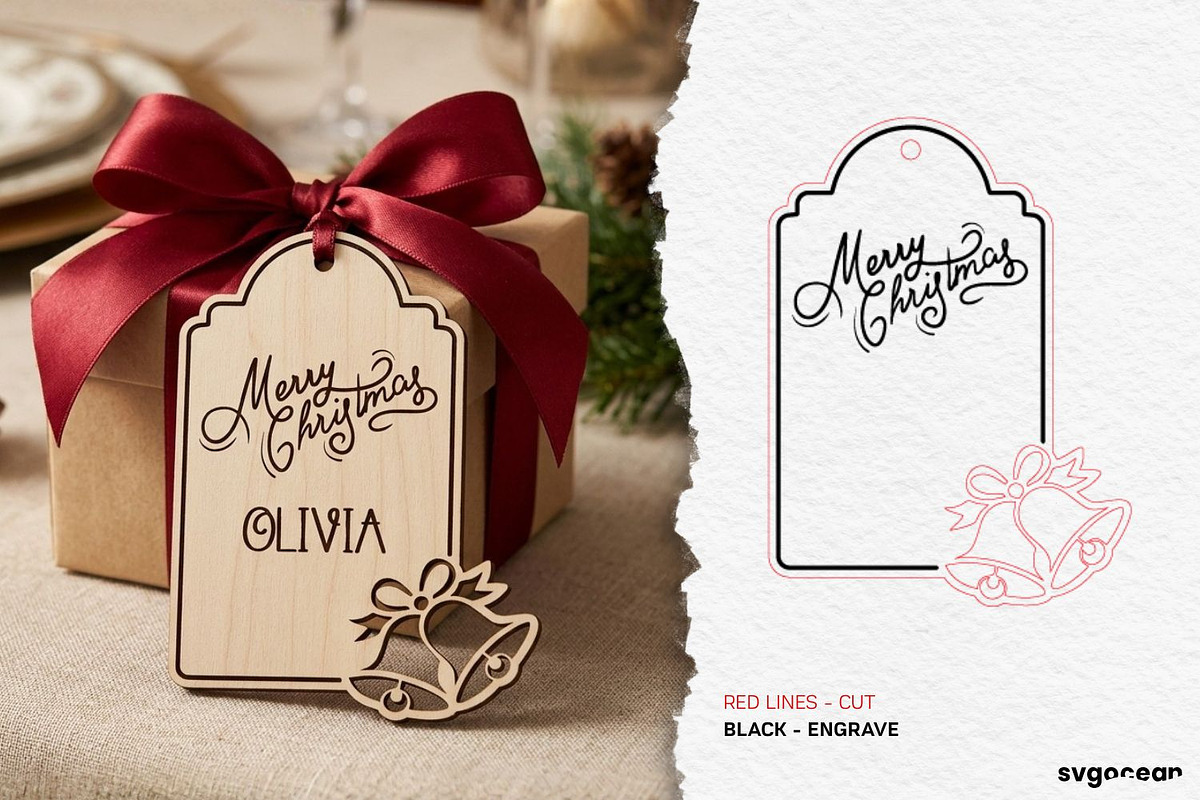 Christmas Gift Tag SVG Bundle, a Decorative Illustration by svgocean (Photo 17 of 17)