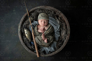 Newborn Fishing Digital Backdrop