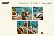 5 Poolside Cosmetic Bottle Mockups, a Packaging Mockup by Frills Images (Thumbnail 2 of 7)