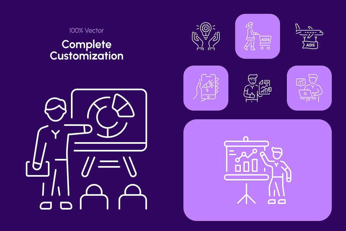 Marketing and Advertising Icons, an Outline Icon by Prosymbols (Photo 5 of 7)