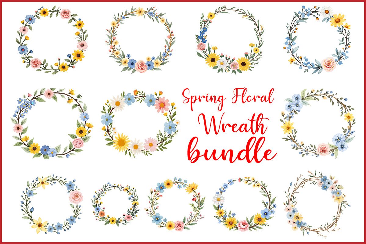 Spring Floral Wreath SVG Bundle, a Graphic by Gfx_Store (Photo 1 of 13)