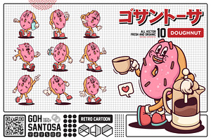 Doughnut Cute Retro Cartoon