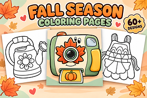 Fall Season Coloring Pages Vol. 3, a Seasonal Illustration by Inkivelle Studio