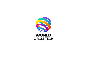 World Circle Tech Logo Design Vector